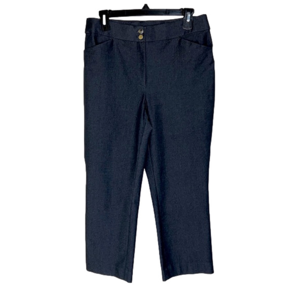 Chico's Chambray Denim Look Cropped Ankle Slacks Pants - Size 0.5 (Small/6) - Picture 1 of 10